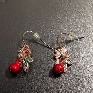 Festive Red Bell Earrings with Glittering Bows
